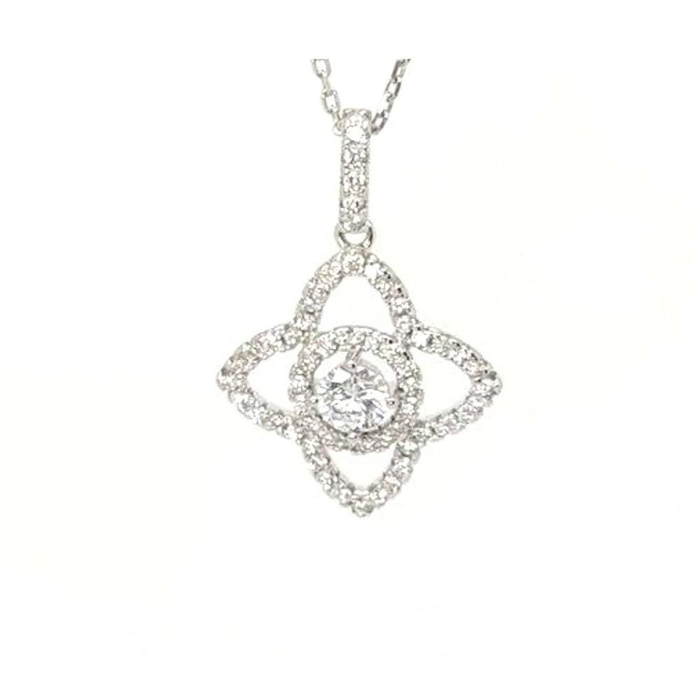Bella Luce, Alhambra Round Diamond Simulant 925 Sterling Silver Pendant 18"